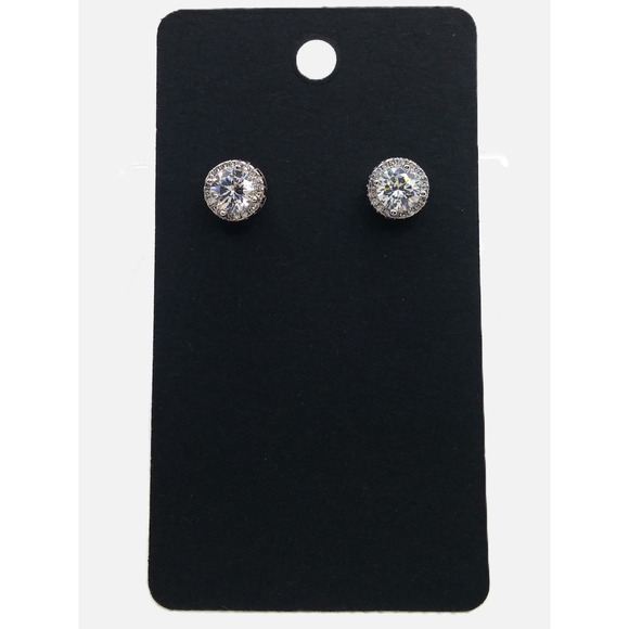 Moissanite Halo Earrings Round Stud 2CT VVS1 Sterling Silver 18K White Gold NEW - Picture 6 of 12